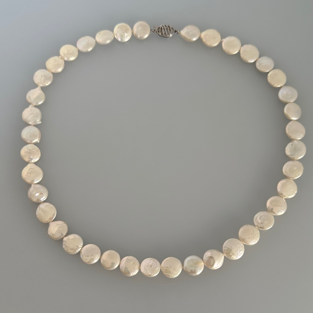 Elegant 925 Freshwater Cream Pearl Necklace Made In Germany
